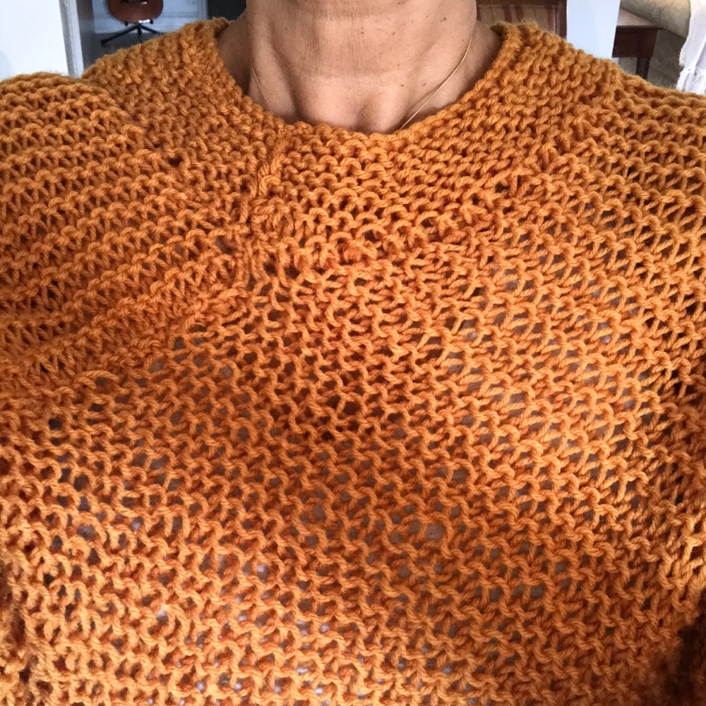 Hand knitted poncho. Size SM, Orange